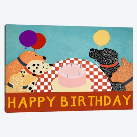 Happy Birthday Large Canvas Print #STH46} by Stephen Huneck Canvas Art