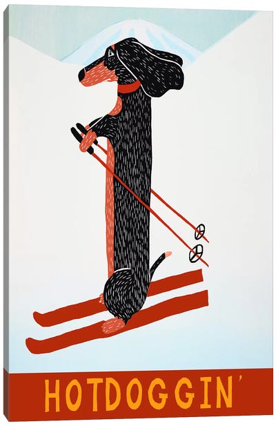 Hotdoggin Canvas Art Print - Skiing Art