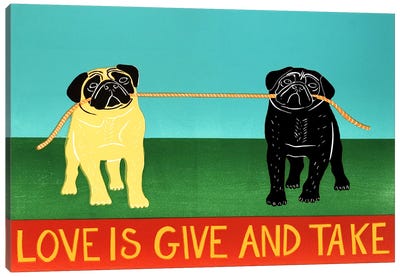 Love Is Give And Take Black Canvas Art Print - Stephen Huneck