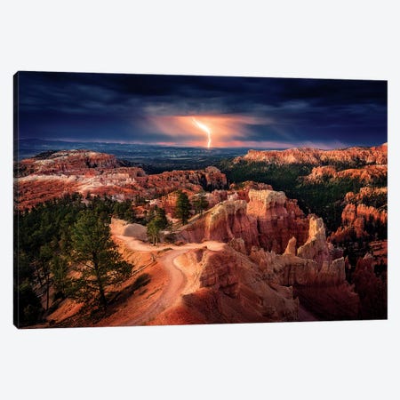 Lightning over Bryce Canyon Canvas Print #STM1} by Stefan Mitterwallner Canvas Print