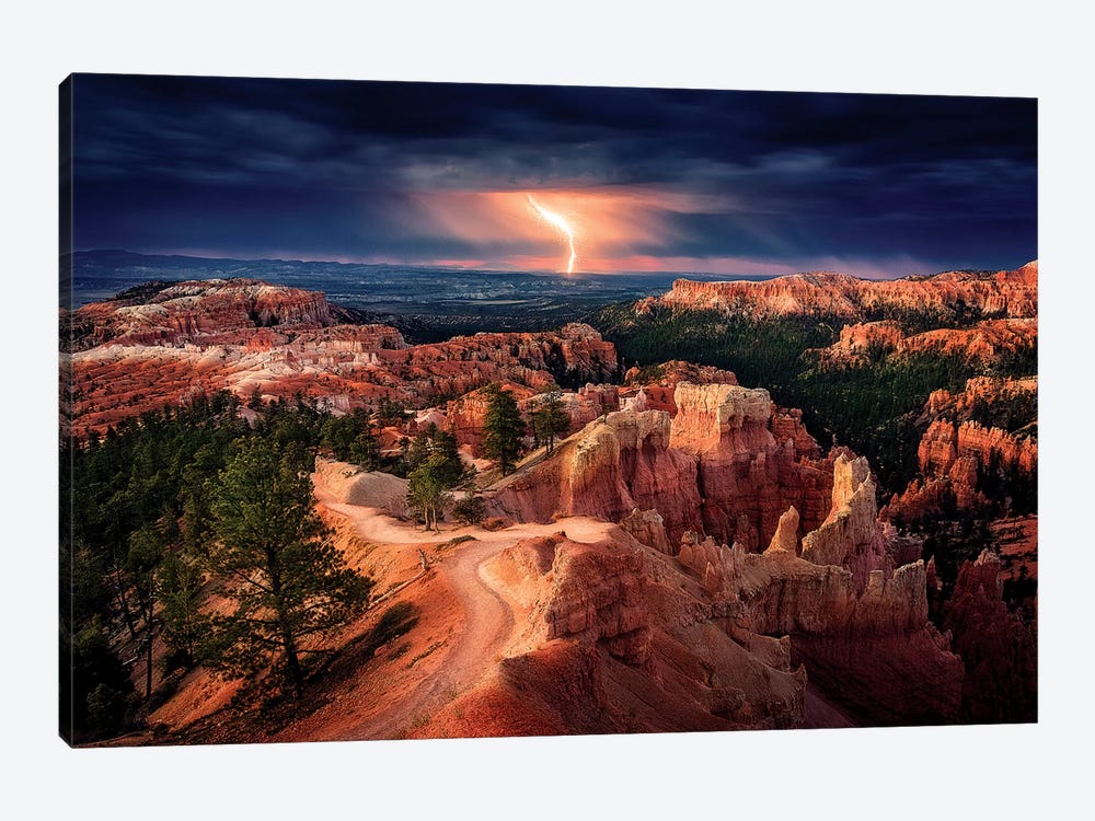 Lightning over Bryce Canyon by Stefan Mitterwallner 1-piece Art Print
