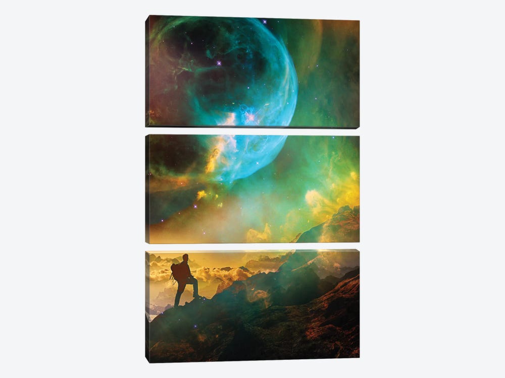Vibrant Space Hiker by Stoian Hitrov 3-piece Canvas Print