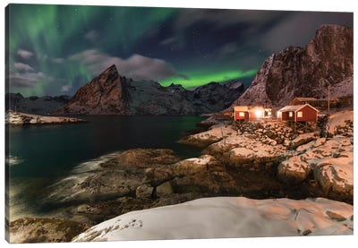 Lofoten Norther Lights Canvas Art Print - Norway Art