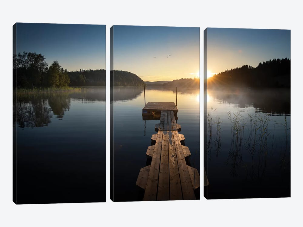 Sunset Pier I by Andreas Stridsberg 3-piece Canvas Wall Art