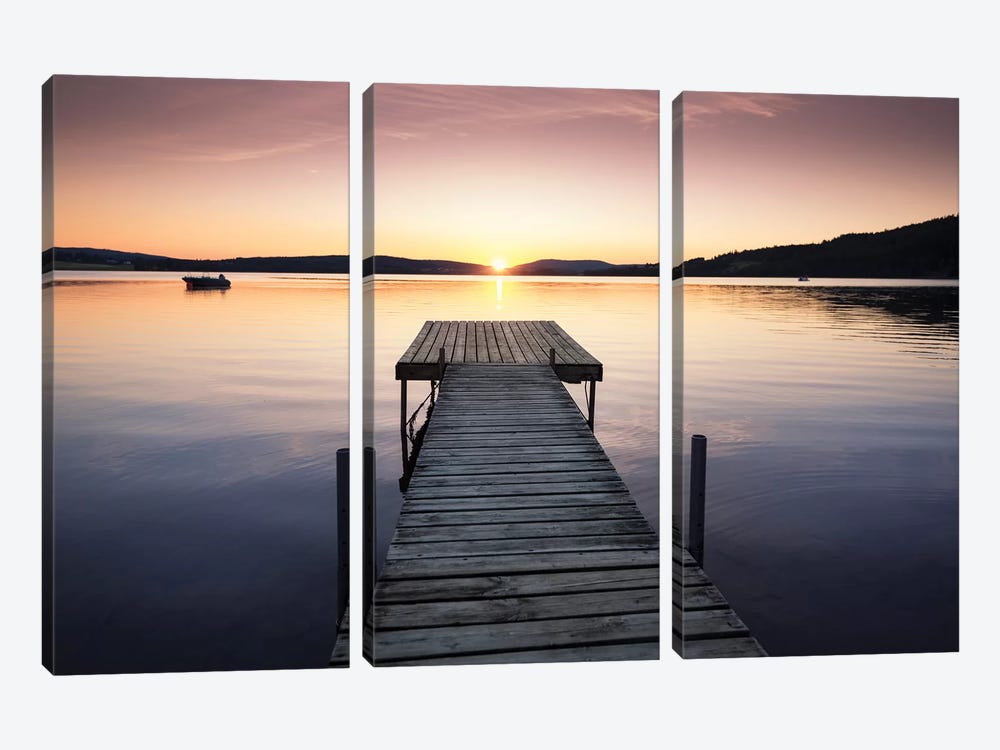 Sunset Pier II by Andreas Stridsberg 3-piece Canvas Art Print