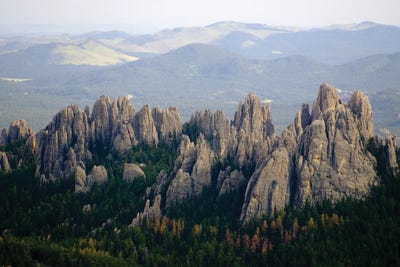 Black & Dark Art - Canvas Prints: Black Elk Wilderness, South Dakota. USA. View Of Cathedral Spires From Summit Of Harney Peak. Black Hills National Forest by Scott T Smith