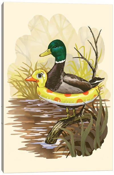 Duck In Training Canvas Art Print - Steven Rhodes