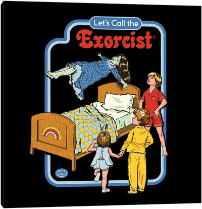 Let's Call The Exorcist Canvas Art Print - Satirical Humor Art