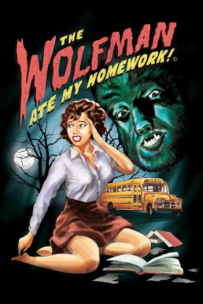 Satirical Humor: The Wolfman Ate My Homework by Steven Rhodes