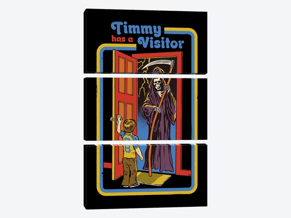 Timmy Has A Visitor by Steven Rhodes 3-piece Canvas Print