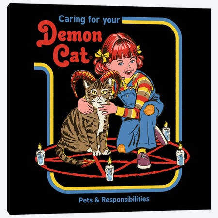 Caring For Your Demon Cat Canvas Print #STV44} by Steven Rhodes Canvas Artwork
