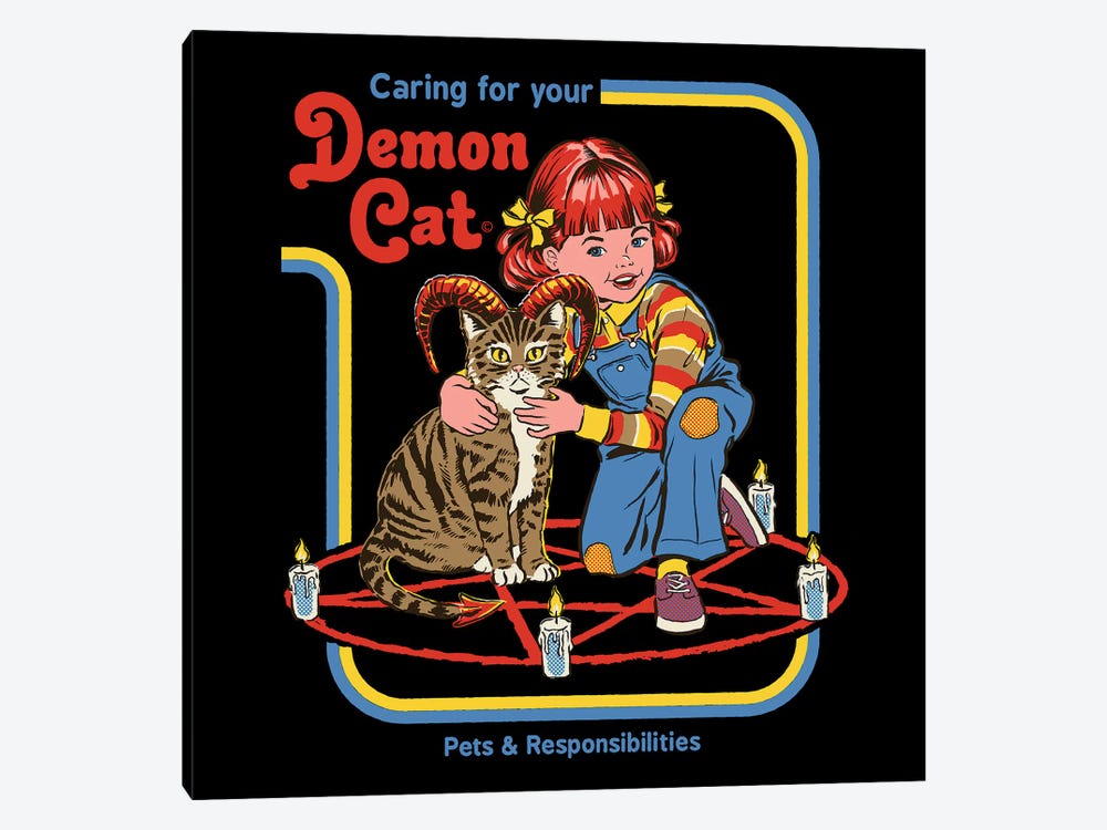 Caring For Your Demon Cat by Steven Rhodes 1-piece Art Print