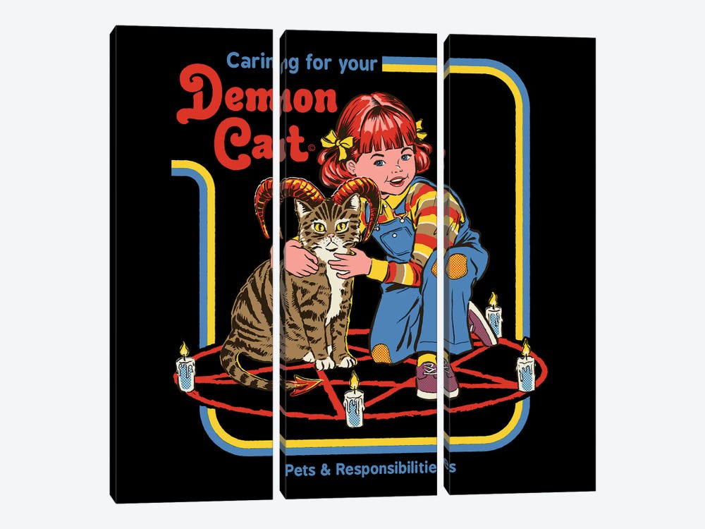 Caring For Your Demon Cat by Steven Rhodes 3-piece Canvas Print