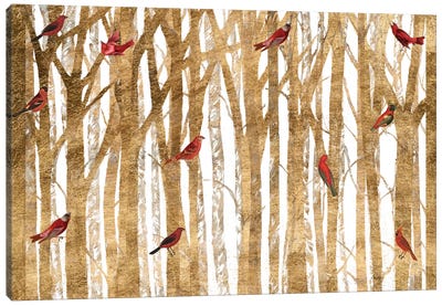 Red Bird Christmas Collection A Canvas Art Print