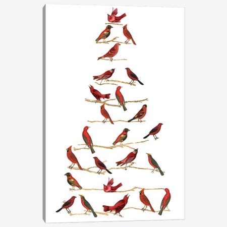 Red Bird Christmas Collection B Canvas Print #STW119} by Studio W Canvas Wall Art