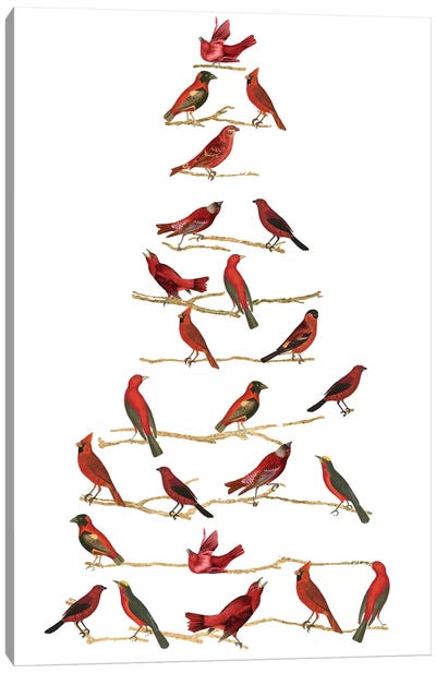 Red Bird Christmas Collection B Canvas Art Print