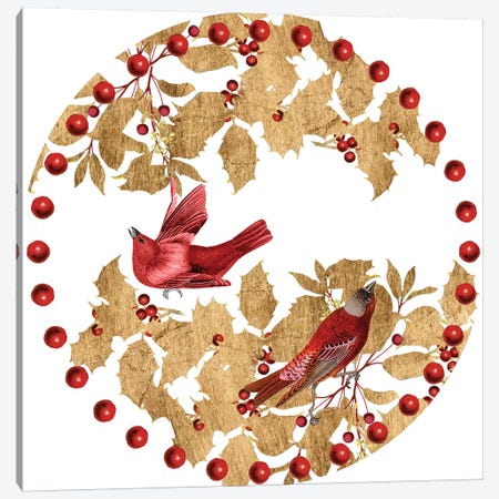 Red Bird Christmas Collection C Canvas Print #STW120} by Studio W Canvas Print