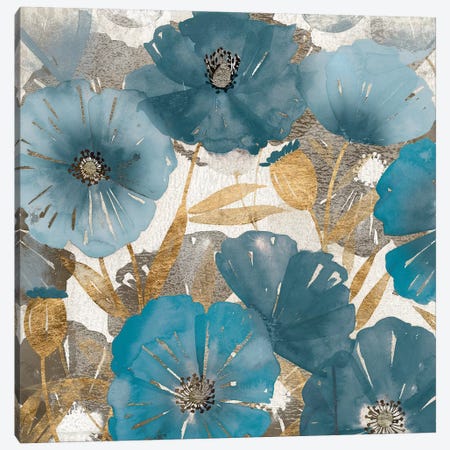 Blue and Gold Poppies I Canvas Print #STW125} by Studio W Canvas Wall Art