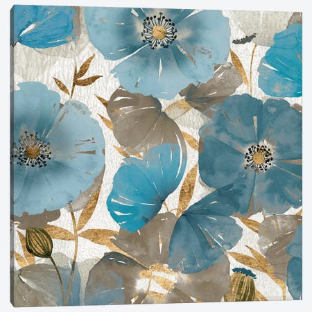 Blue and Gold Poppies II Canvas Print #STW126} by Studio W Canvas Wall Art