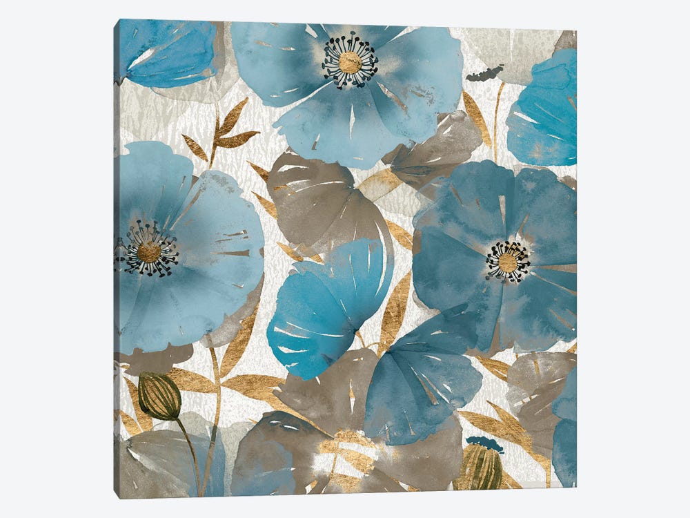 Blue and Gold Poppies II by Studio W 1-piece Canvas Artwork