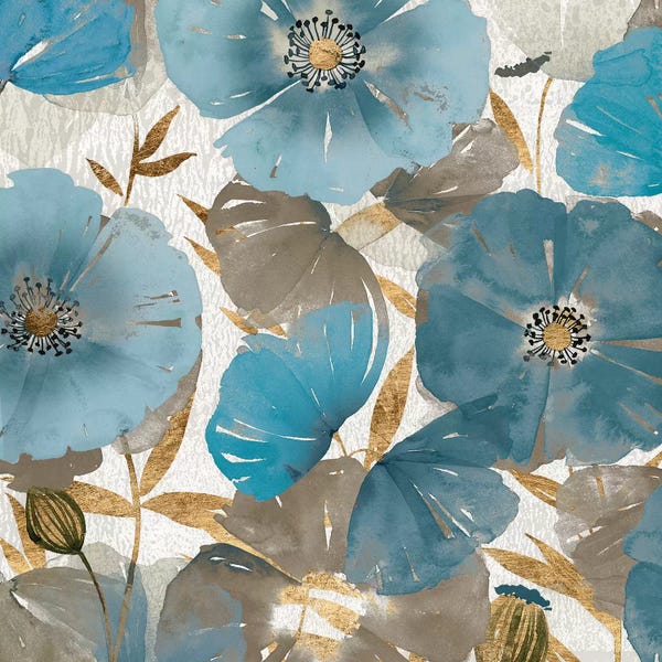Poppies: Blue and Gold Poppies II by Studio W