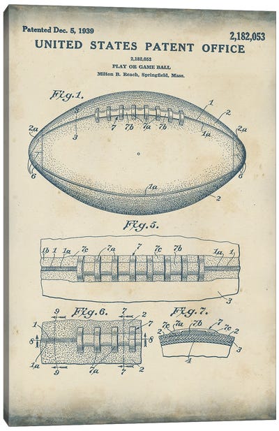 Patented Sport I Canvas Art Print - Sports Blueprints