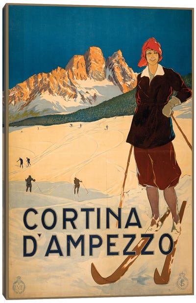 Cortina d'Ampezzo Travel Poster Canvas Art Print - Athlete Art