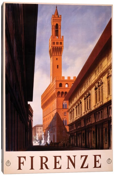 Firenze Travel Poster Canvas Art Print - Tower Art