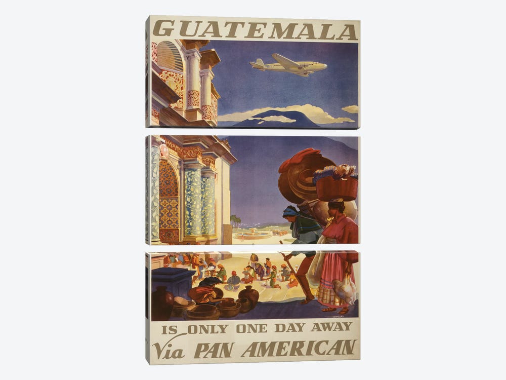 Guatemala Travel Poster by Studio W 3-piece Canvas Wall Art