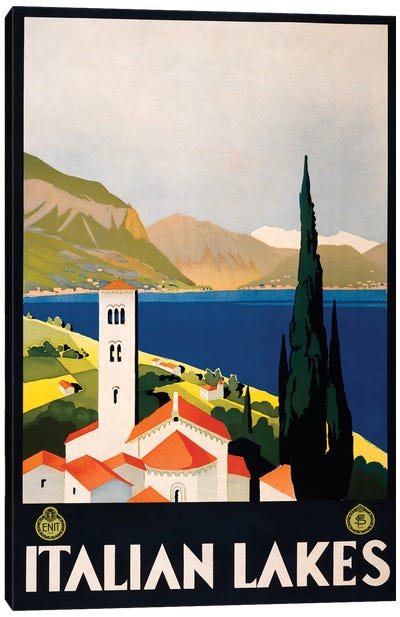 Italian Lakes Travel Poster Canvas Art Print