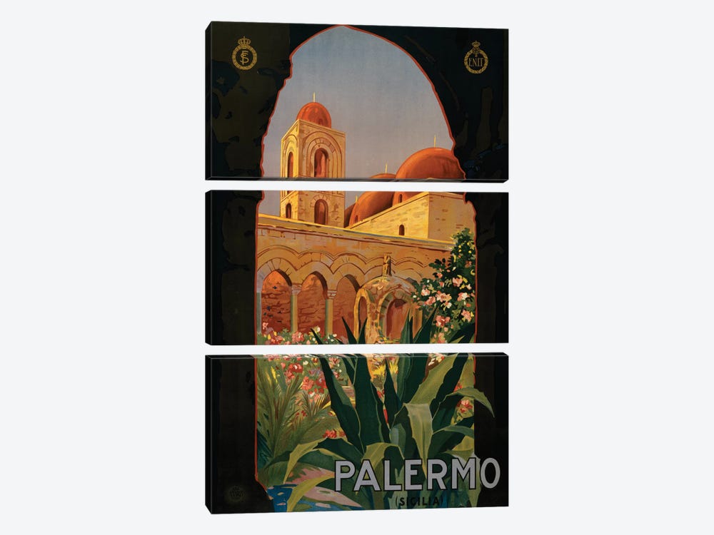Palermo Travel Poster by Studio W 3-piece Canvas Art Print