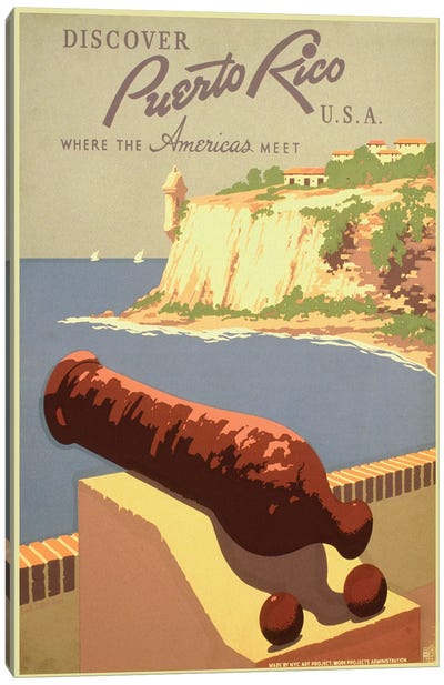 Puerto Rico Travel Poster I Canvas Art Print - Staff Picks