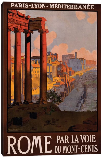 Rome Travel Poster Canvas Art Print - Ancient Ruins Art