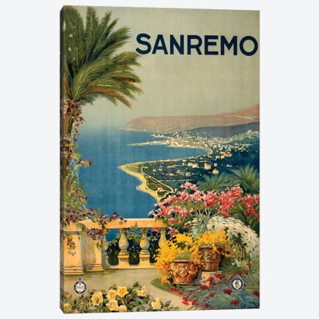 San Remo Travel Poster Canvas Print #STW40} by Studio W Canvas Wall Art
