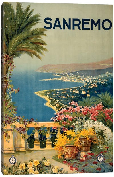 San Remo Travel Poster Canvas Art Print - Vintage Travel Posters