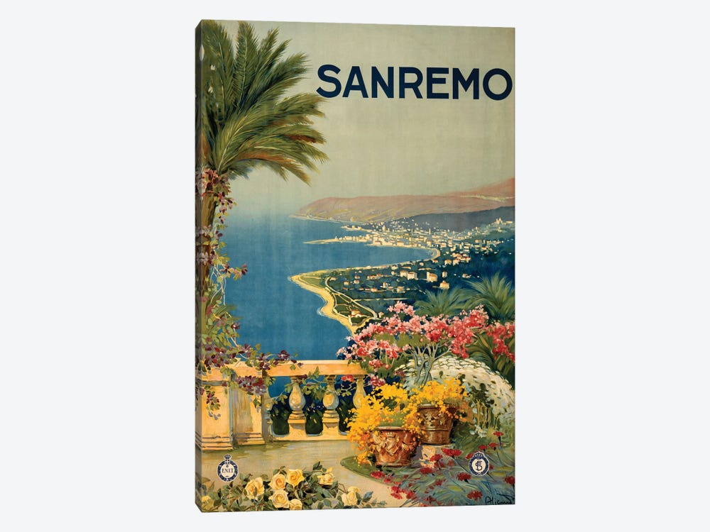 San Remo Travel Poster 1-piece Canvas Art