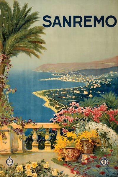 Vintage Travel Posters: San Remo Travel Poster by Studio W