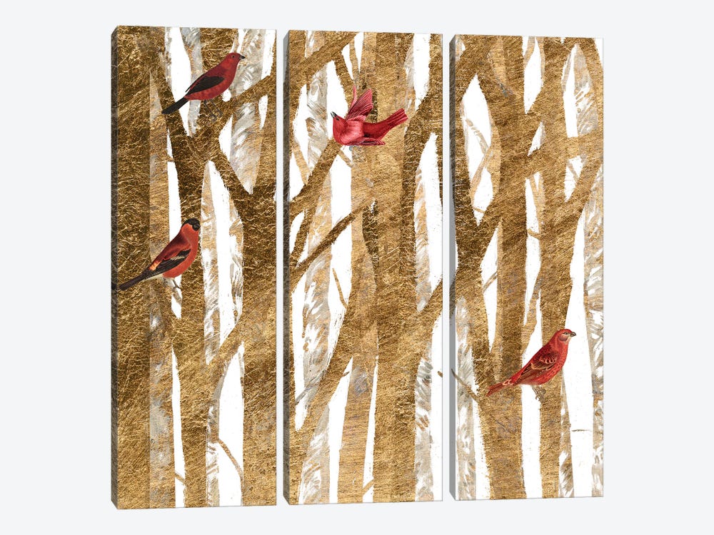 Red Bird Christmas I by Studio W 3-piece Canvas Art Print