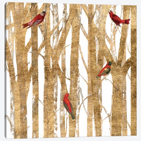 Red Bird Christmas II Canvas Print #STW99} by Studio W Canvas Print
