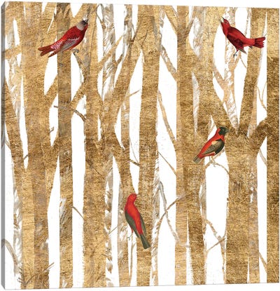 Red Bird Christmas II Canvas Art Print - Cardinal Art