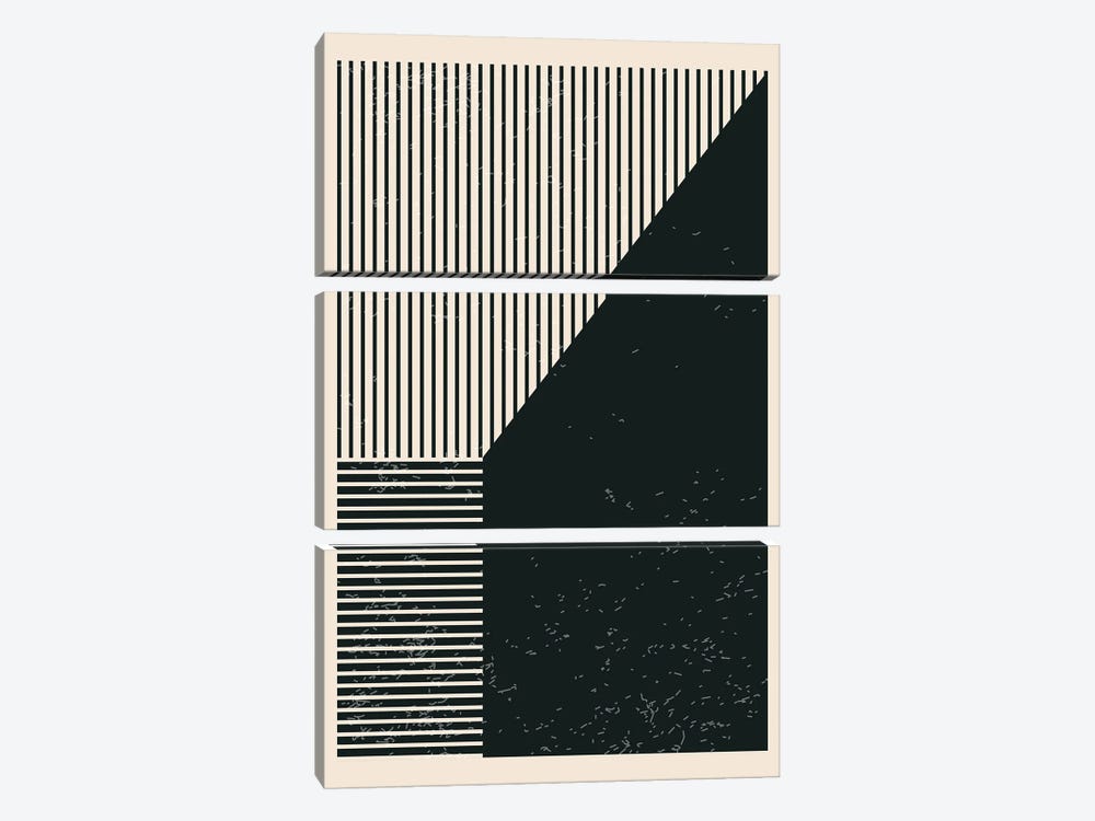Black And White Lines Series IV by Jay Stanley 3-piece Canvas Print