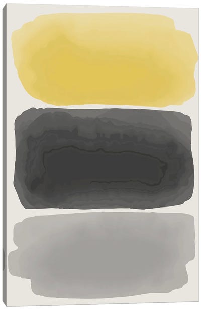 Black And Yellow Watercolor I Canvas Art Print - Pantone 2021 Ultimate Gray & Illuminating