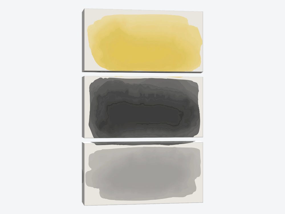 Black And Yellow Watercolor I by Jay Stanley 3-piece Canvas Art Print