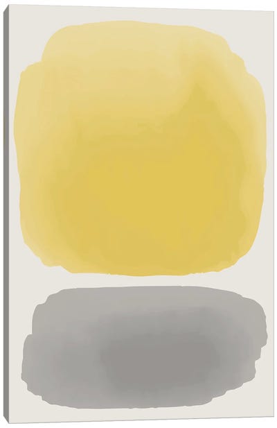 Black And Yellow Watercolor III Canvas Art Print - Pantone 2021 Ultimate Gray & Illuminating