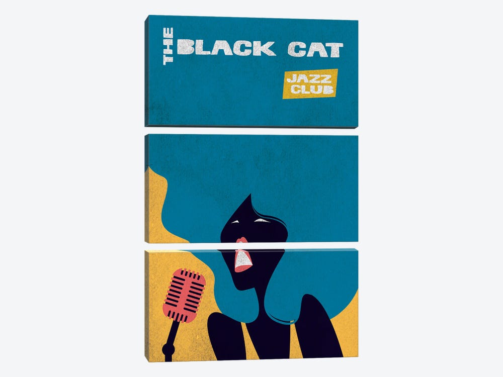 Black Cat Jazz by Jay Stanley 3-piece Canvas Artwork