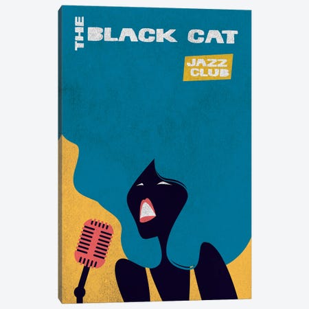 Black Cat Jazz Canvas Print #STY107} by Jay Stanley Canvas Art Print