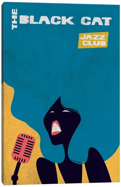 Black Cat Jazz Canvas Art Print - Jay Stanley