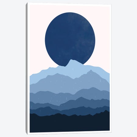 Blue Abstract Moonrise Canvas Print #STY111} by Jay Stanley Canvas Art Print