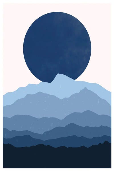 jay stanley: Blue Abstract Moonrise by jay stanley