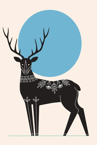 jay stanley: Blue Moonlight Deer by jay stanley
